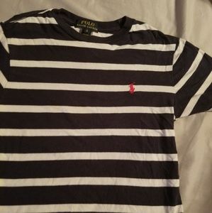 Boys blue and white stripe Polo